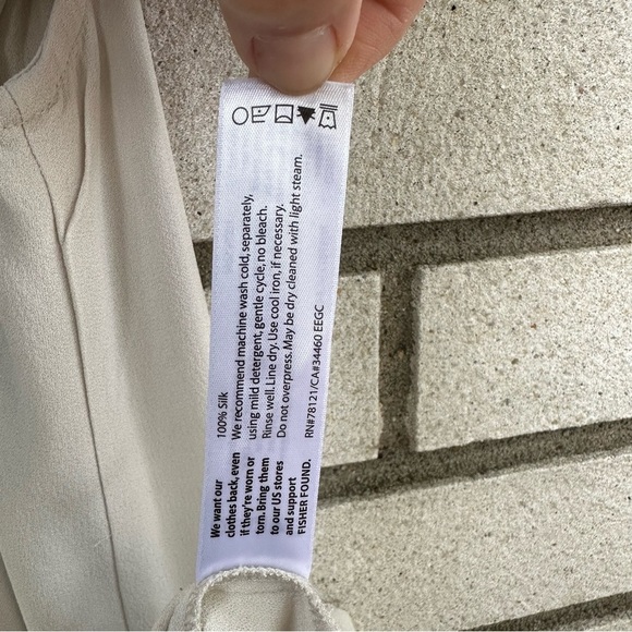 Eileen Fisher Silk Georgette Crepe Ballet Neck Long Tank Hi Low Hem Bone Ivory - Picture 8 of 9